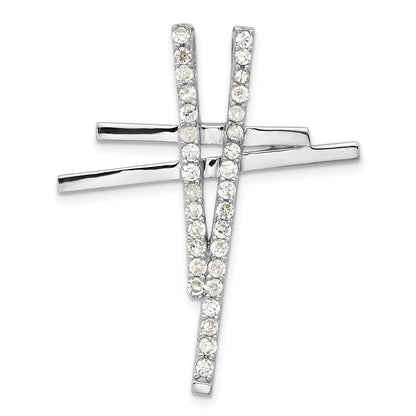 Sterlingsilber Poliert Fantasie Zirkonia Kreuz Anhänger