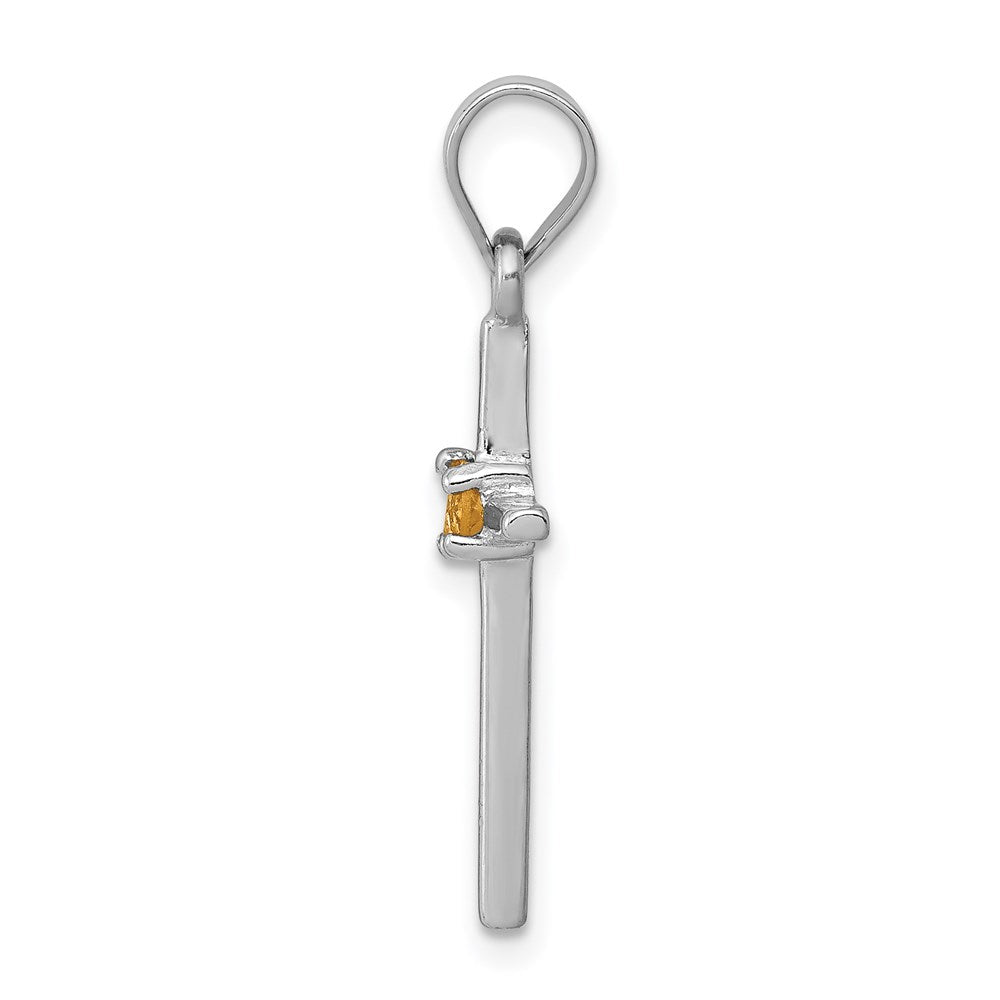 Sterlingsilber Rhodium-platedcitrine Kreuz Anhänger