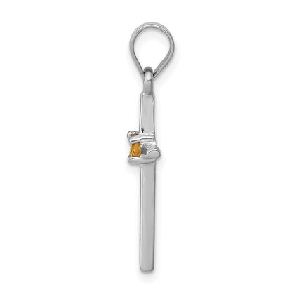 Sterlingsilber Rhodium-platedcitrine Kreuz Anhänger