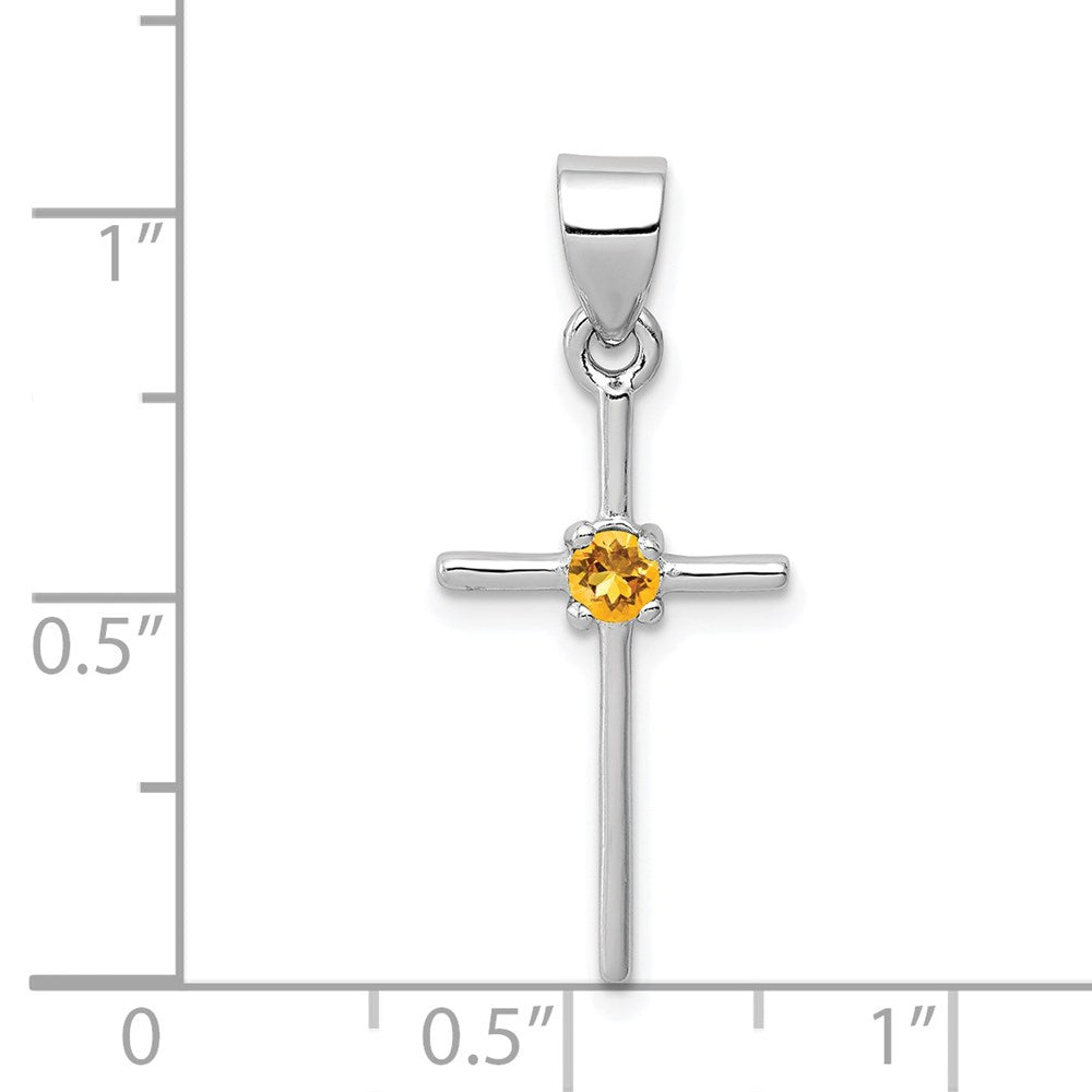Sterlingsilber Rhodium-platedcitrine Kreuz Anhänger