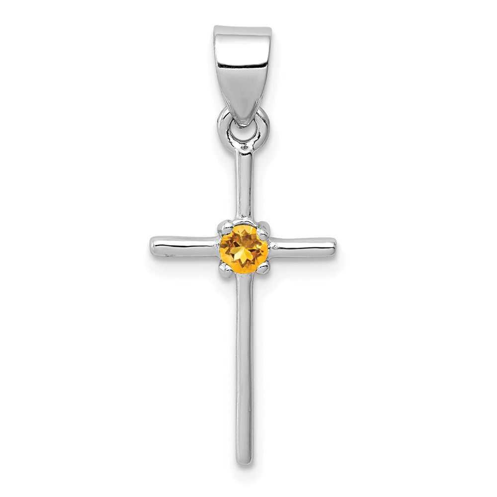 Sterlingsilber Rhodium-platedcitrine Kreuz Anhänger