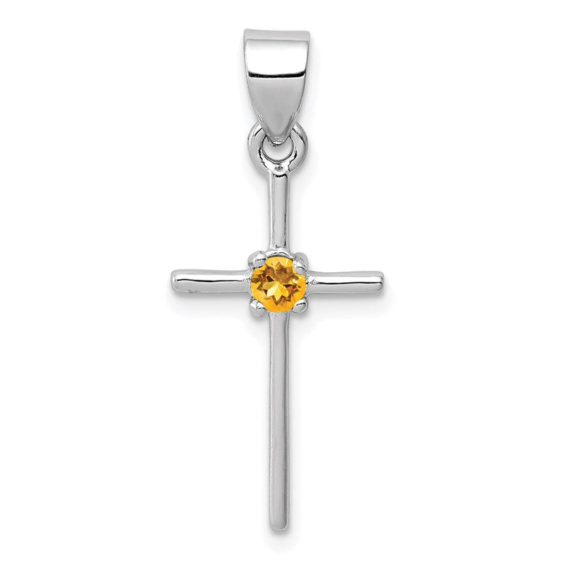 Sterlingsilber Rhodium-platedcitrine Kreuz Anhänger