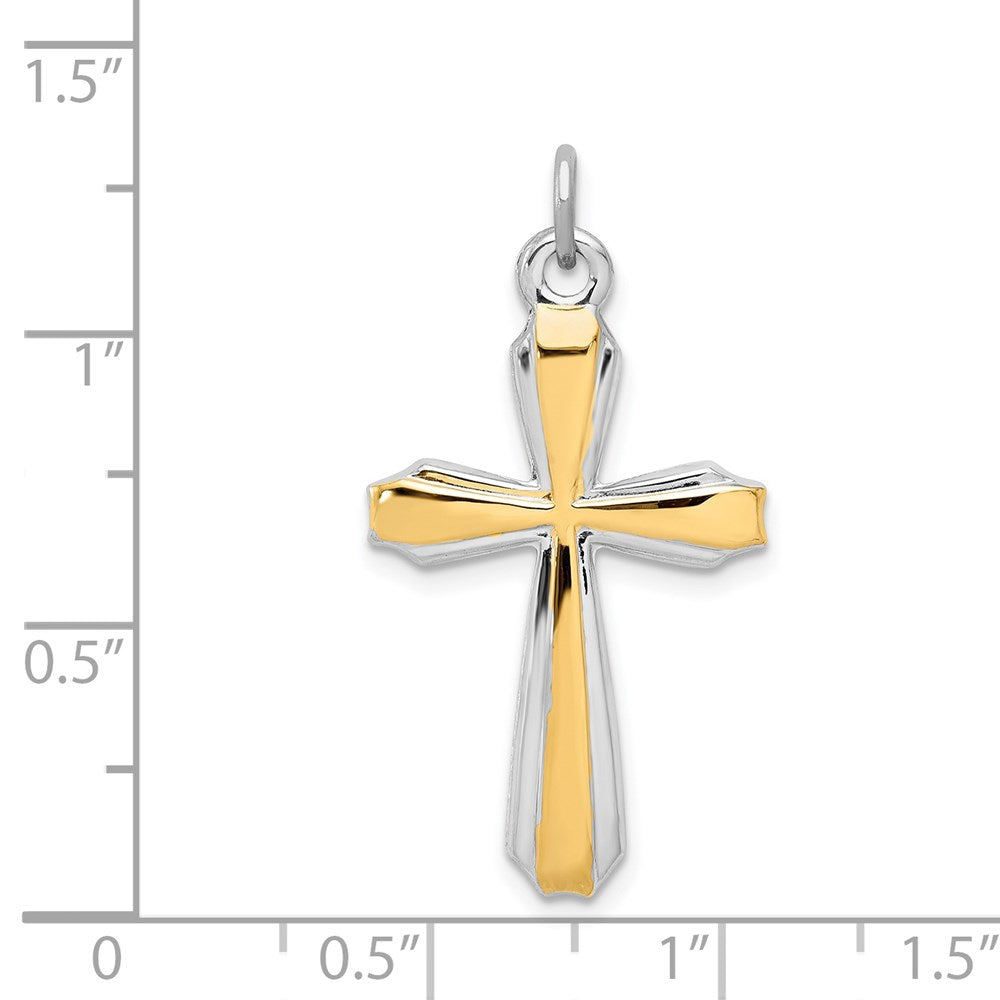 Sterlingsilber Rhodiniert & 18K Vergoldet Kreuz Anhänger