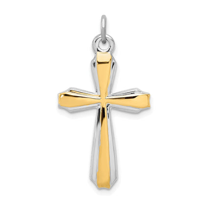 Sterlingsilber Rhodiniert & 18K Vergoldet Kreuz Anhänger