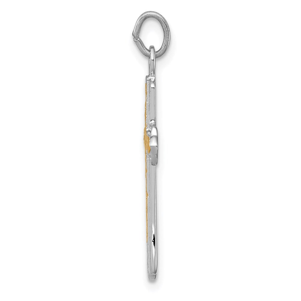 Sterlingsilber Rhodiniert & 18K Vergoldet Kreuz Charm
