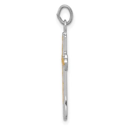 Sterlingsilber Rhodiniert & 18K Vergoldet Kreuz Charm