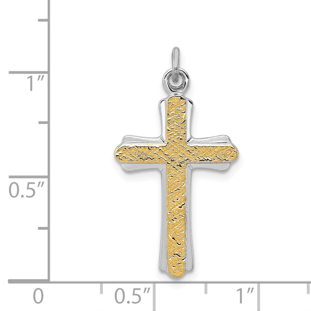 Sterlingsilber Rhodiniert & 18K Vergoldet Kreuz Charm