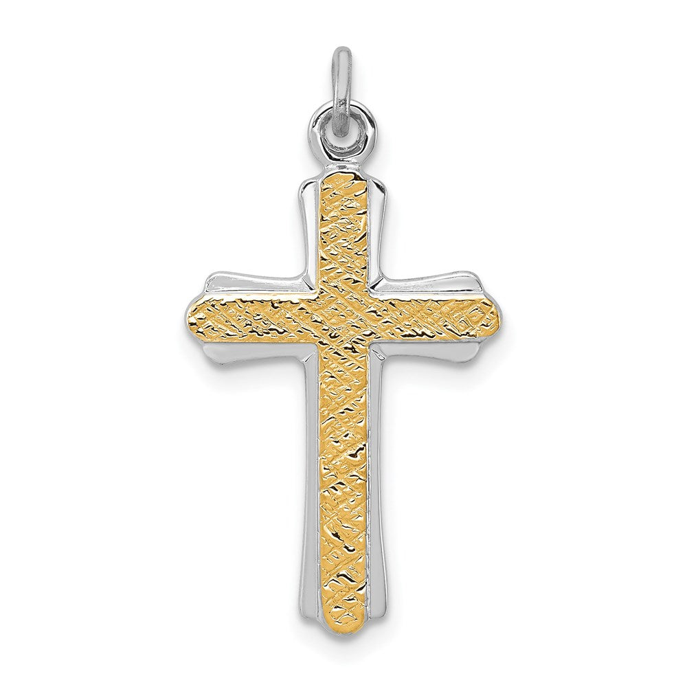 Sterlingsilber Rhodiniert & 18K Vergoldet Kreuz Charm