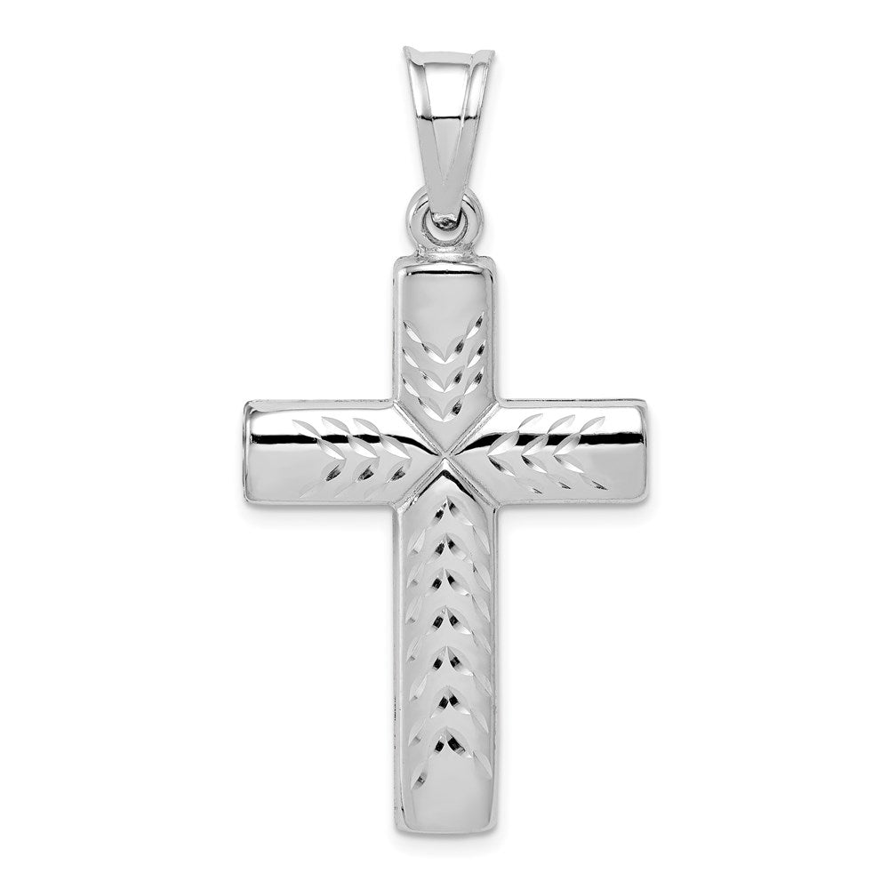Sterlingsilber Rhodiniert Diamantiert Kreuz Anhänger