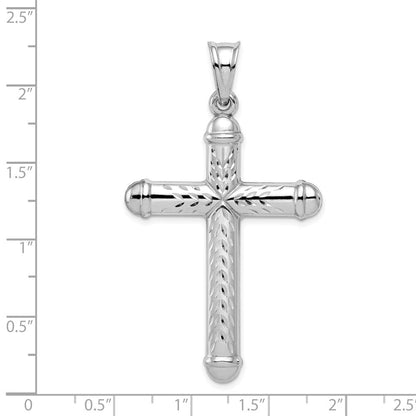 Sterlingsilber Rhodiniert Diamantiert Wendbar Kreuz Anhänger