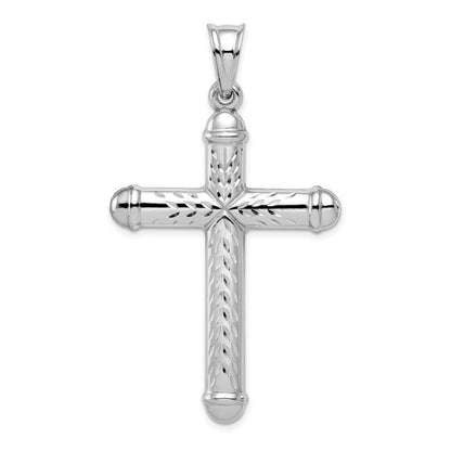 Sterlingsilber Rhodiniert Diamantiert Wendbar Kreuz Anhänger