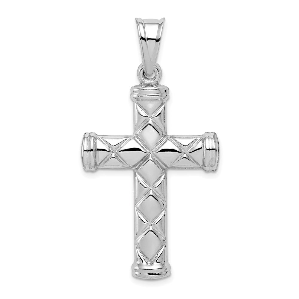 Sterlingsilber Rhodiniert Hohl Lateinisch Kreuz Anhänger