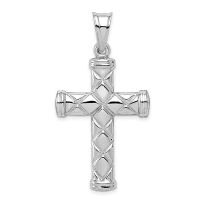 Sterlingsilber Rhodiniert Hohl Lateinisch Kreuz Anhänger