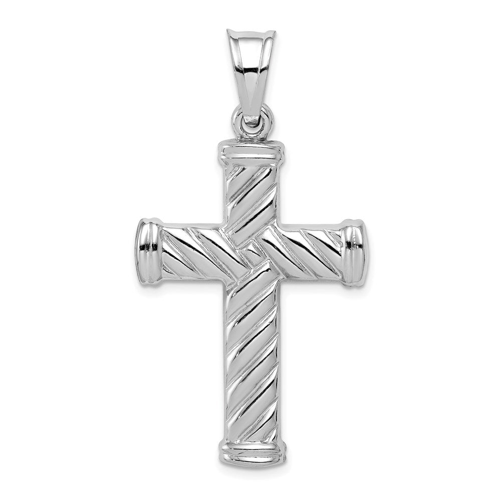 Sterlingsilber Rhodiniert Hohl Lateinisch Kreuz Anhänger