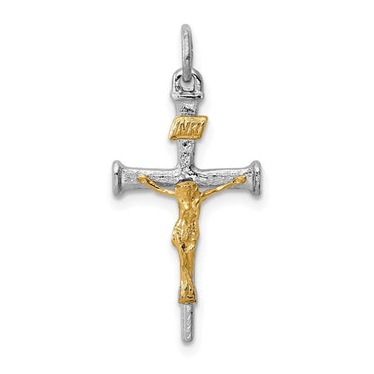 Sterlingsilber Rhodiniert & 18K Vergoldet Kruzifix Charm