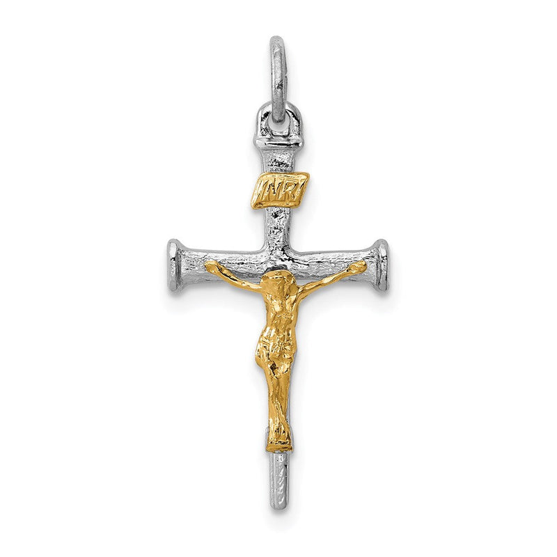 Sterlingsilber Rhodiniert & 18K Vergoldet Kruzifix Charm
