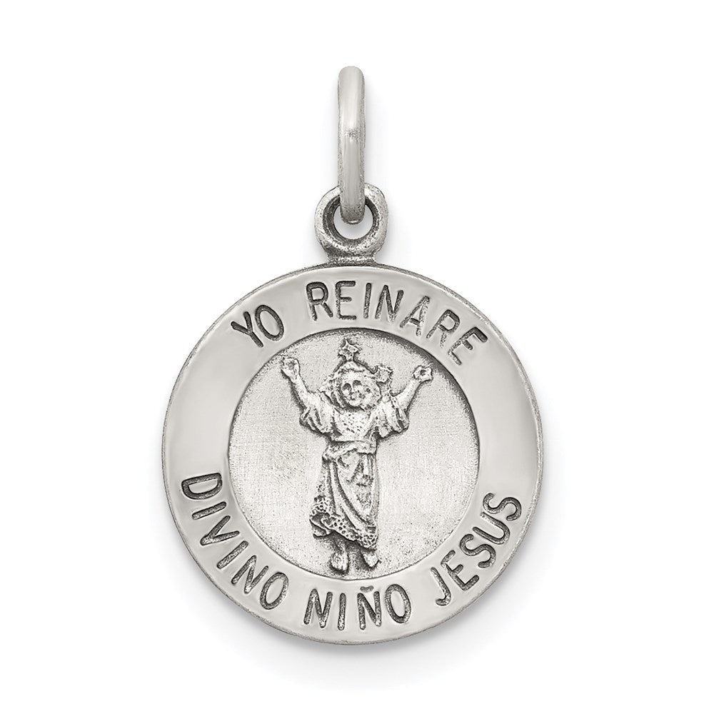 Sterlingsilber Antikisiert Divino Nino Medaille (divine Infant Jesus)