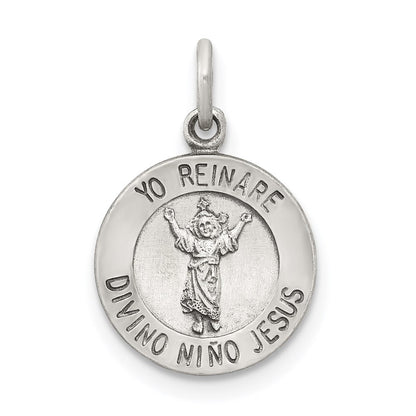 Sterlingsilber Antikisiert Divino Nino Medaille (divine Infant Jesus)