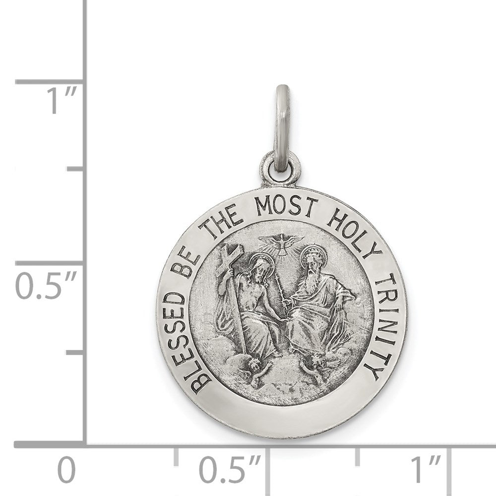 Sterlingsilber Antikisiert Heilig Dreifaltigkeit Medaille