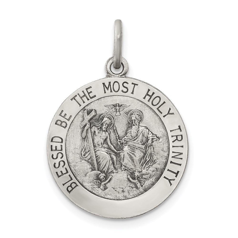 Sterlingsilber Antikisiert Heilig Dreifaltigkeit Medaille