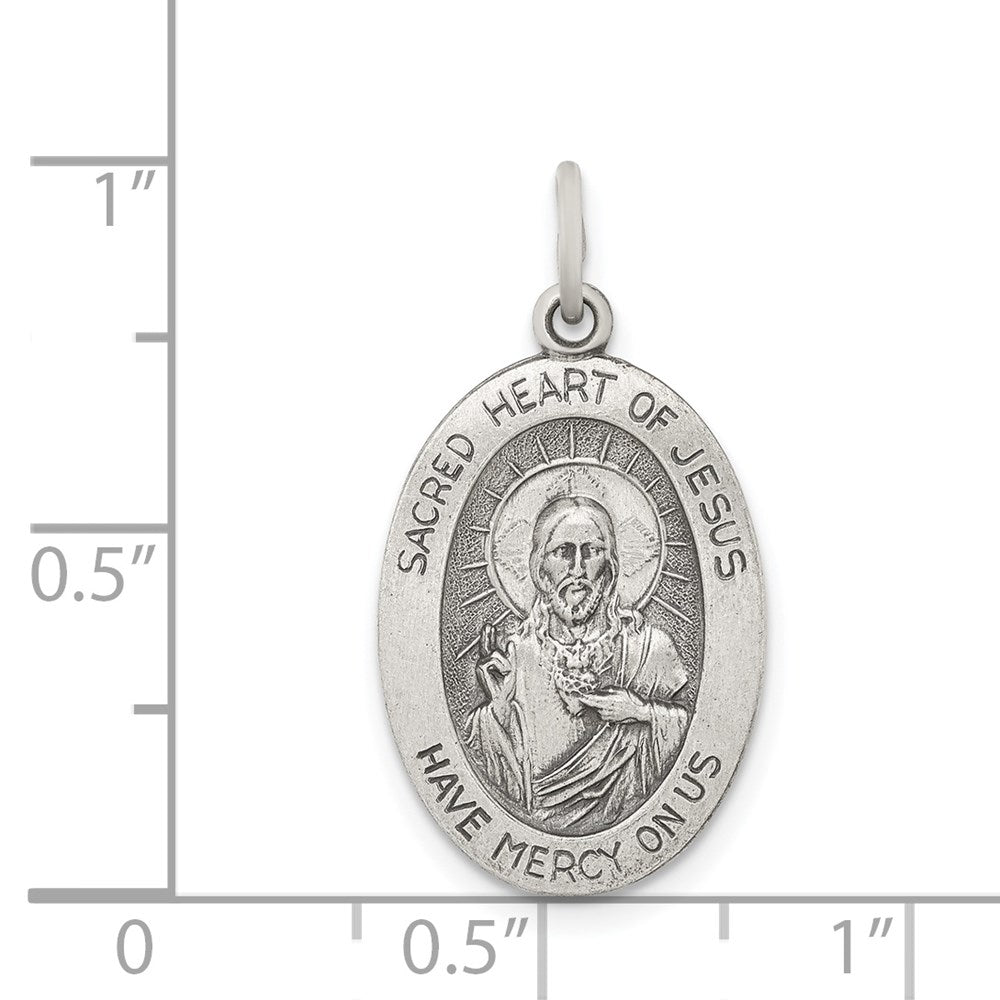 Sterlingsilber Antikisiert Heilig Herz Of Jesus Medaille