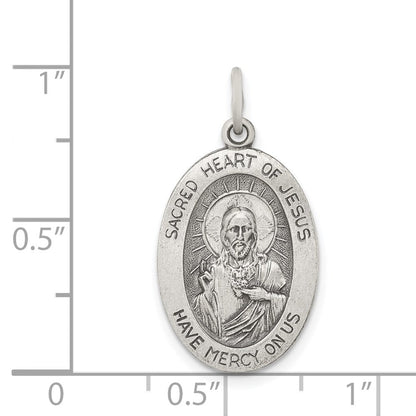 Sterlingsilber Antikisiert Heilig Herz Of Jesus Medaille