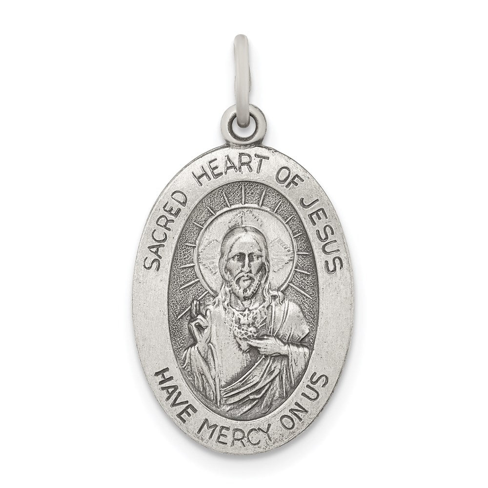 Sterlingsilber Antikisiert Heilig Herz Of Jesus Medaille