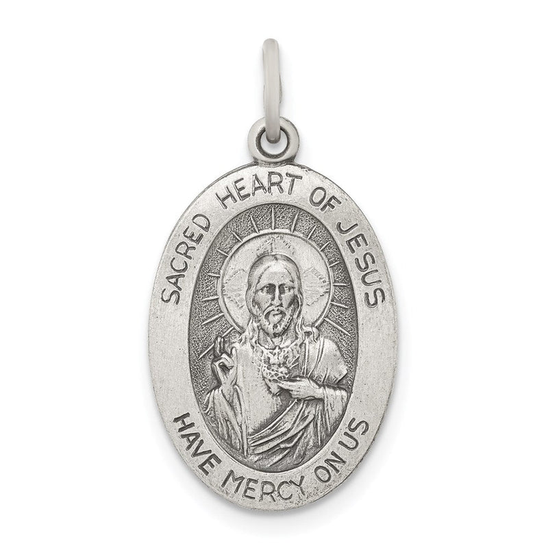Sterlingsilber Antikisiert Heilig Herz Of Jesus Medaille
