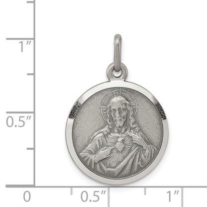 Sterlingsilber Antikisiert Heilig Herz Of Jesus Medaille