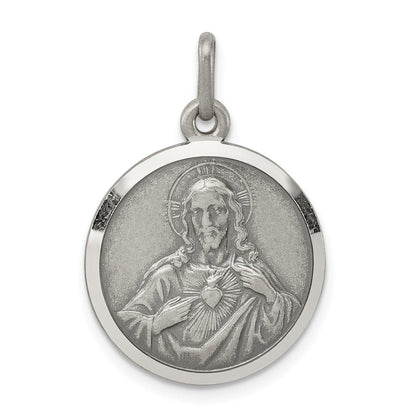 Sterlingsilber Antikisiert Heilig Herz Of Jesus Medaille