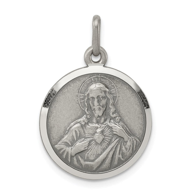 Sterlingsilber Antikisiert Heilig Herz Of Jesus Medaille