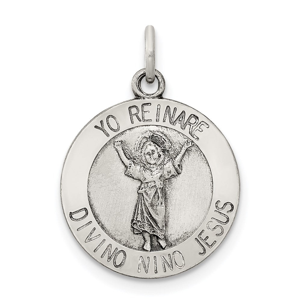 Sterlingsilber Antikisiert Divino Nino Medaille (divine Infant Jesus)