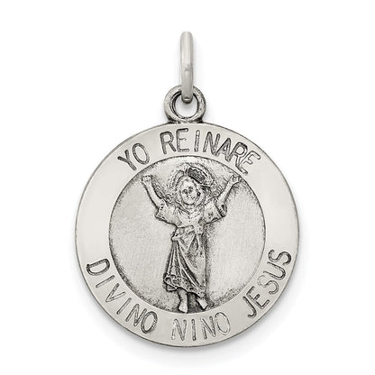 Sterlingsilber Antikisiert Divino Nino Medaille (divine Infant Jesus)