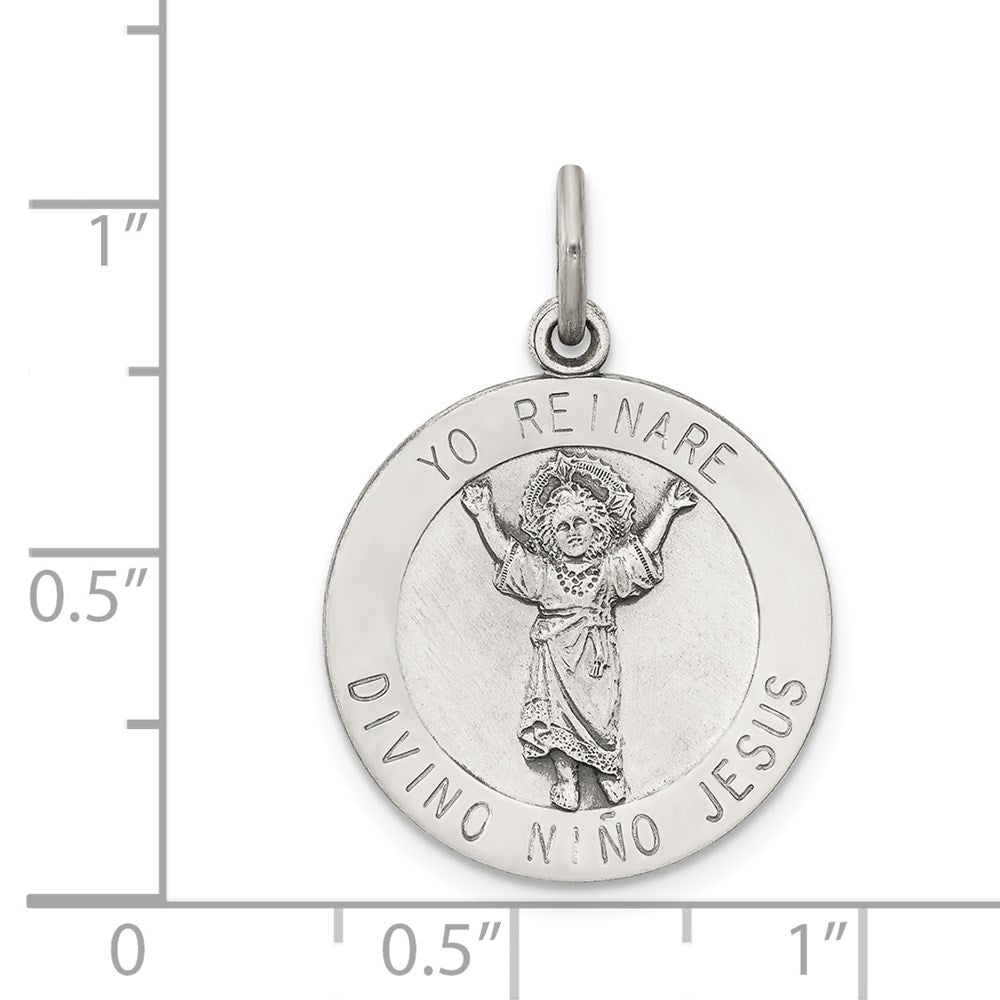 Sterlingsilber Antikisiert Divino Nino Medaille (divine Infant Jesus)