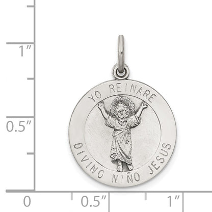 Sterlingsilber Antikisiert Divino Nino Medaille (divine Infant Jesus)