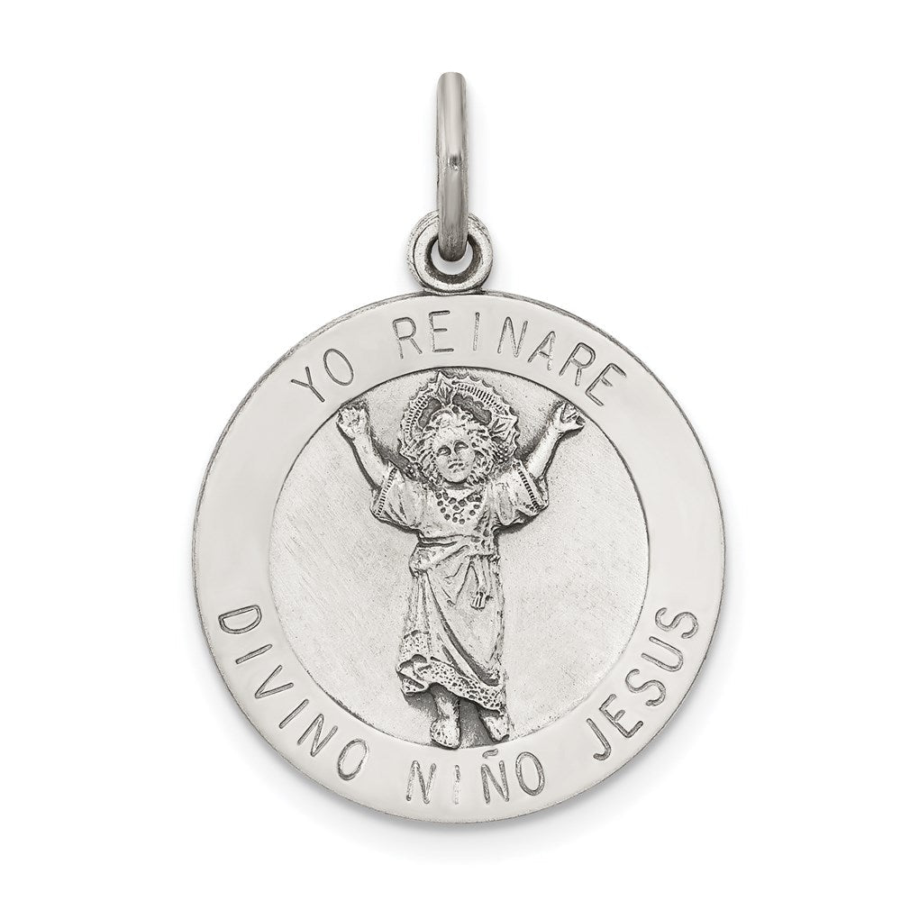 Sterlingsilber Antikisiert Divino Nino Medaille (divine Infant Jesus)