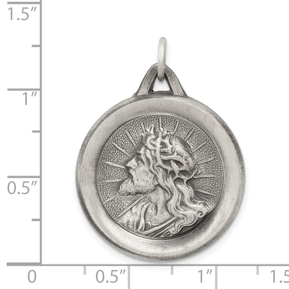 Sterlingsilber Antikisiert Jesus Medaille