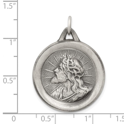 Sterlingsilber Antikisiert Jesus Medaille