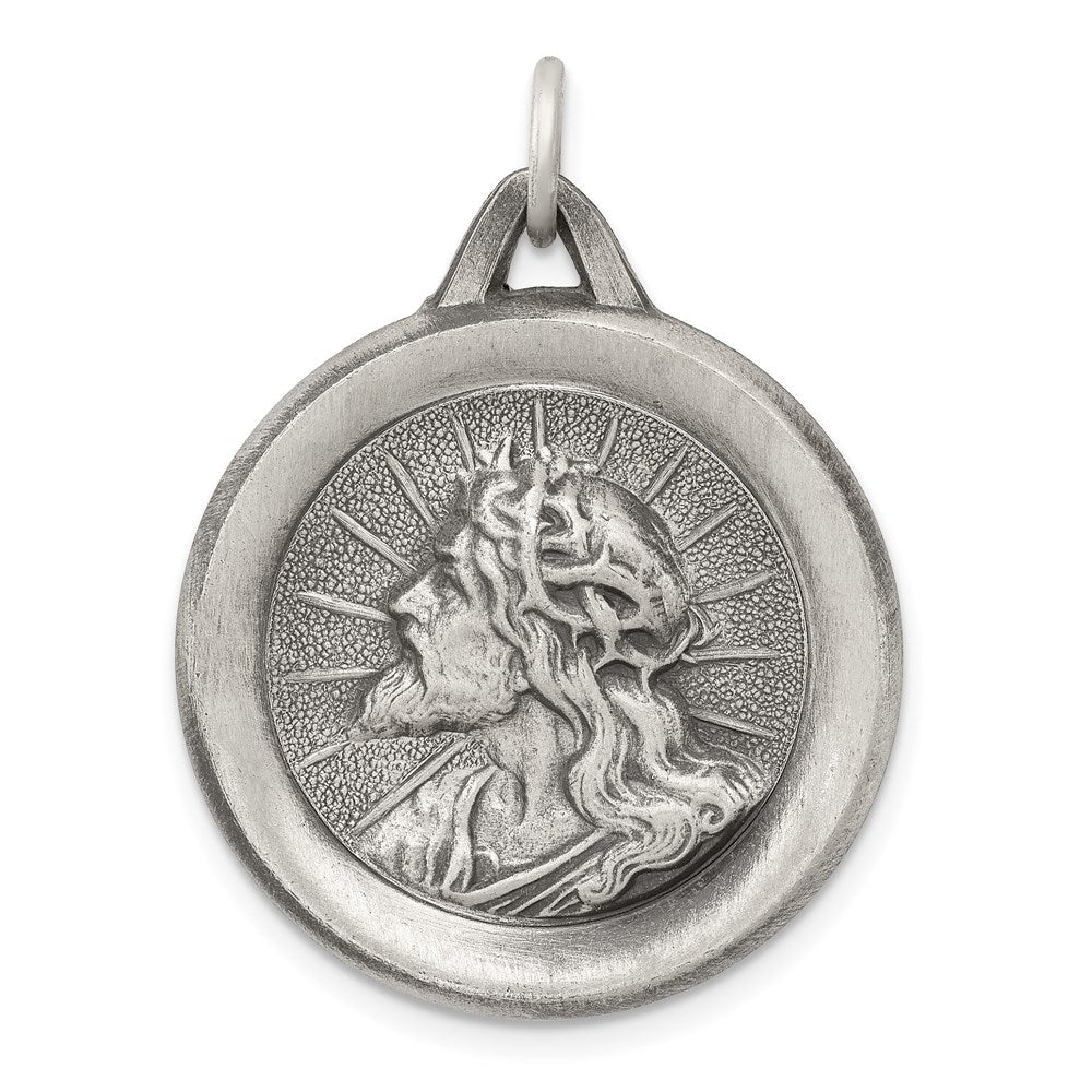 Sterlingsilber Antikisiert Jesus Medaille