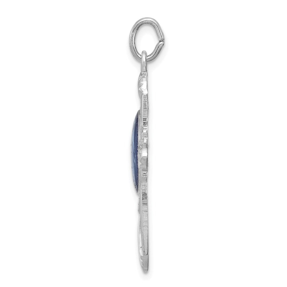 Sterlingsilber Rhodiniert Wundertätig Medaille Kreuz Anhänger