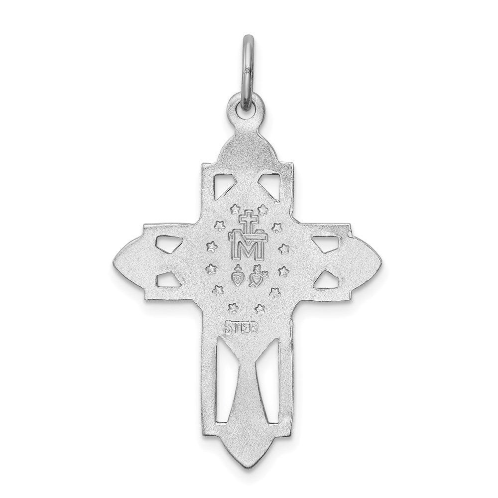 Sterlingsilber Rhodiniert Wundertätig Medaille Kreuz Anhänger