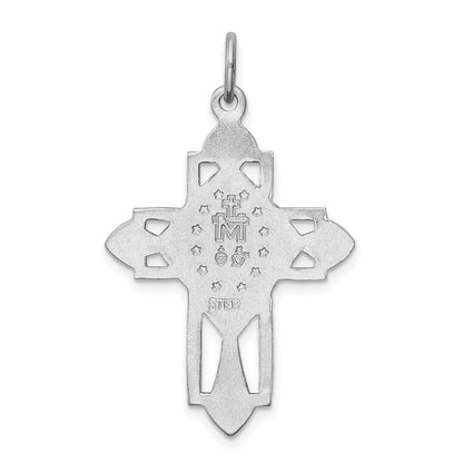 Sterlingsilber Rhodiniert Wundertätig Medaille Kreuz Anhänger