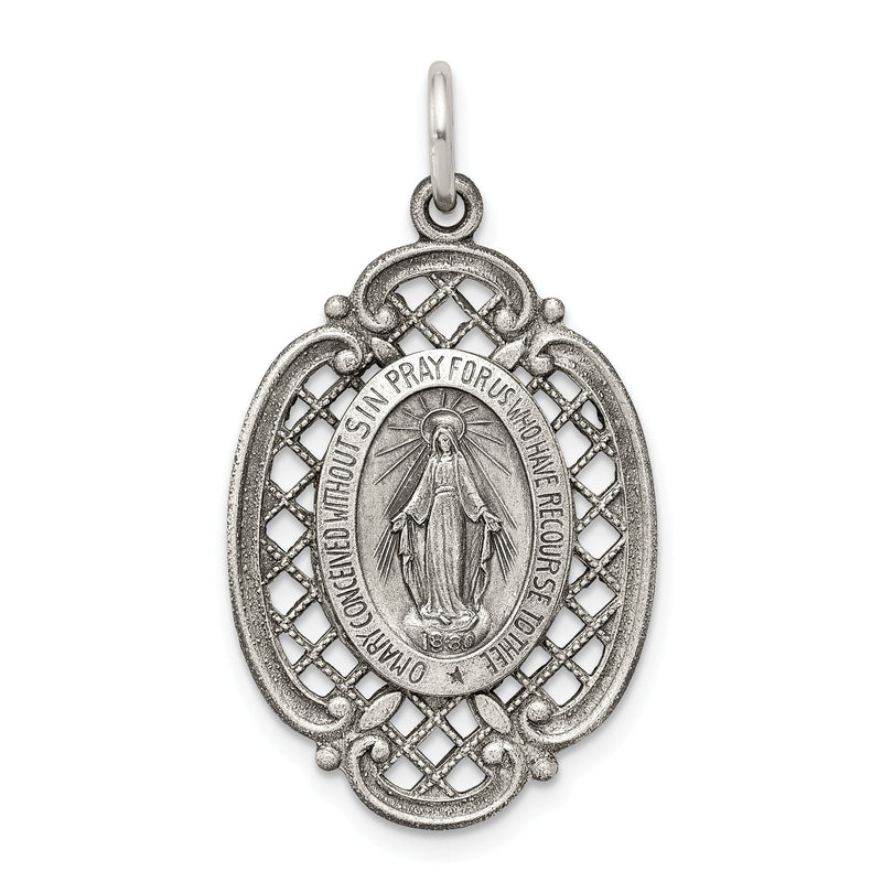 Sterlingsilber Antikisiert Wundertätig Medaille