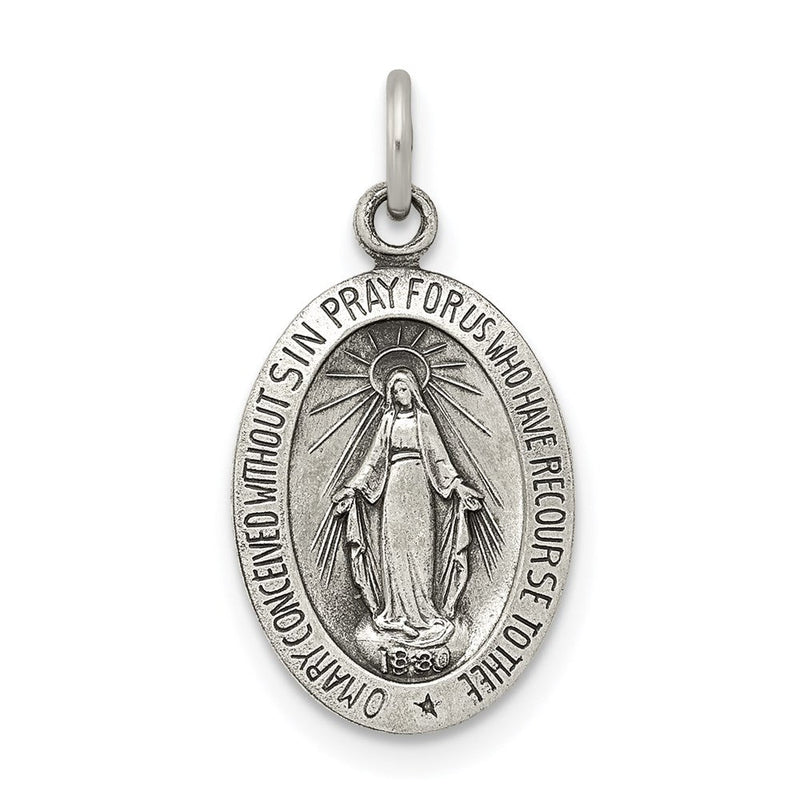 Sterlingsilber Antikisiert Wundertätig Massiv Medaille