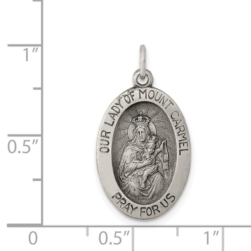 Sterlingsilber Antikisiert Our Damen Of Mt.carmel Medaille