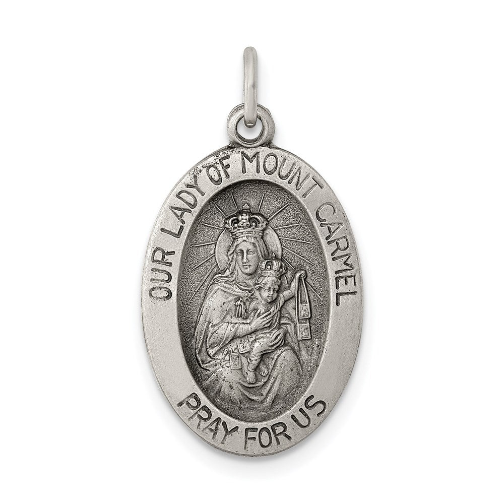 Sterlingsilber Antikisiert Our Damen Of Mt.carmel Medaille