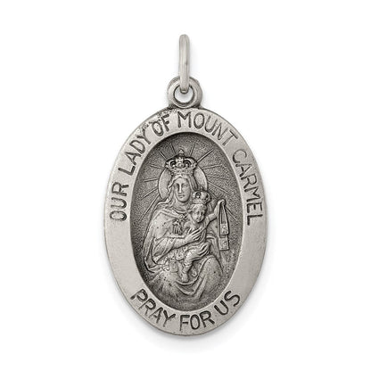 Sterlingsilber Antikisiert Our Damen Of Mt.carmel Medaille