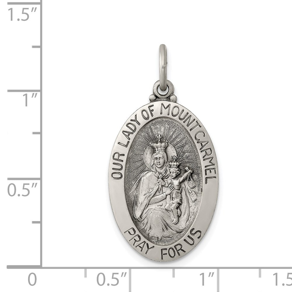 Sterlingsilber Antikisiert Our Damen Of Fassung Carmel Medaille