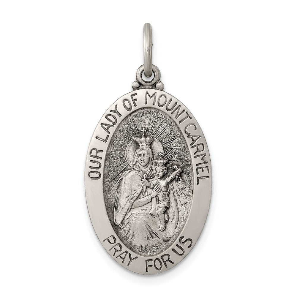 Sterlingsilber Antikisiert Our Damen Of Fassung Carmel Medaille