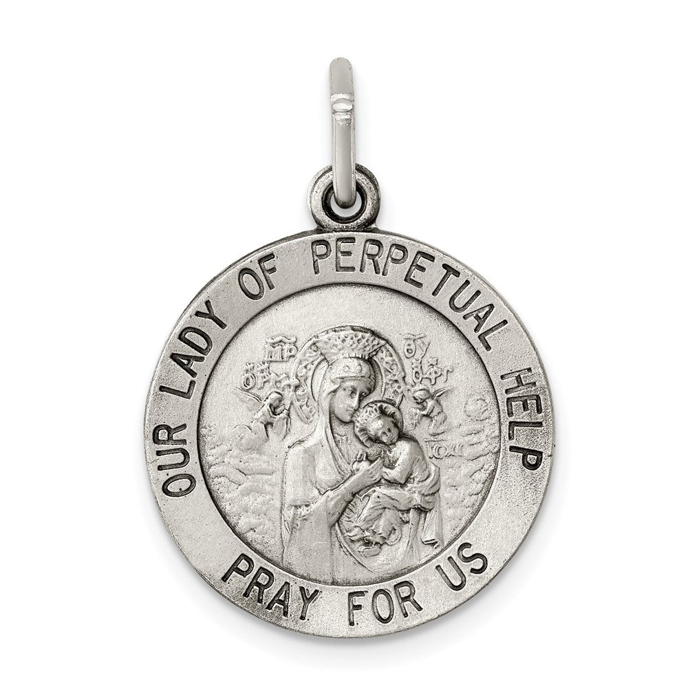 Sterlingsilber Antikisiert Our Damen Of Perpetual Help Rund Medaille